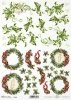 świąteczny wieniec, jemioły, kokardki, kwiaty 3D*Christmas wreath, mistletoe, bows, 3D flowers*Weihnachtskranz, Mistelzweig, Schleifen, 3D-Blumen*Corona de Navidad, muérdago, lazos, flores 3D